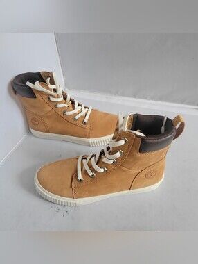 Timberland Skyla Bay Boots Women Size  7 Wheat Tan 6" White Sole ReBOTL Eco